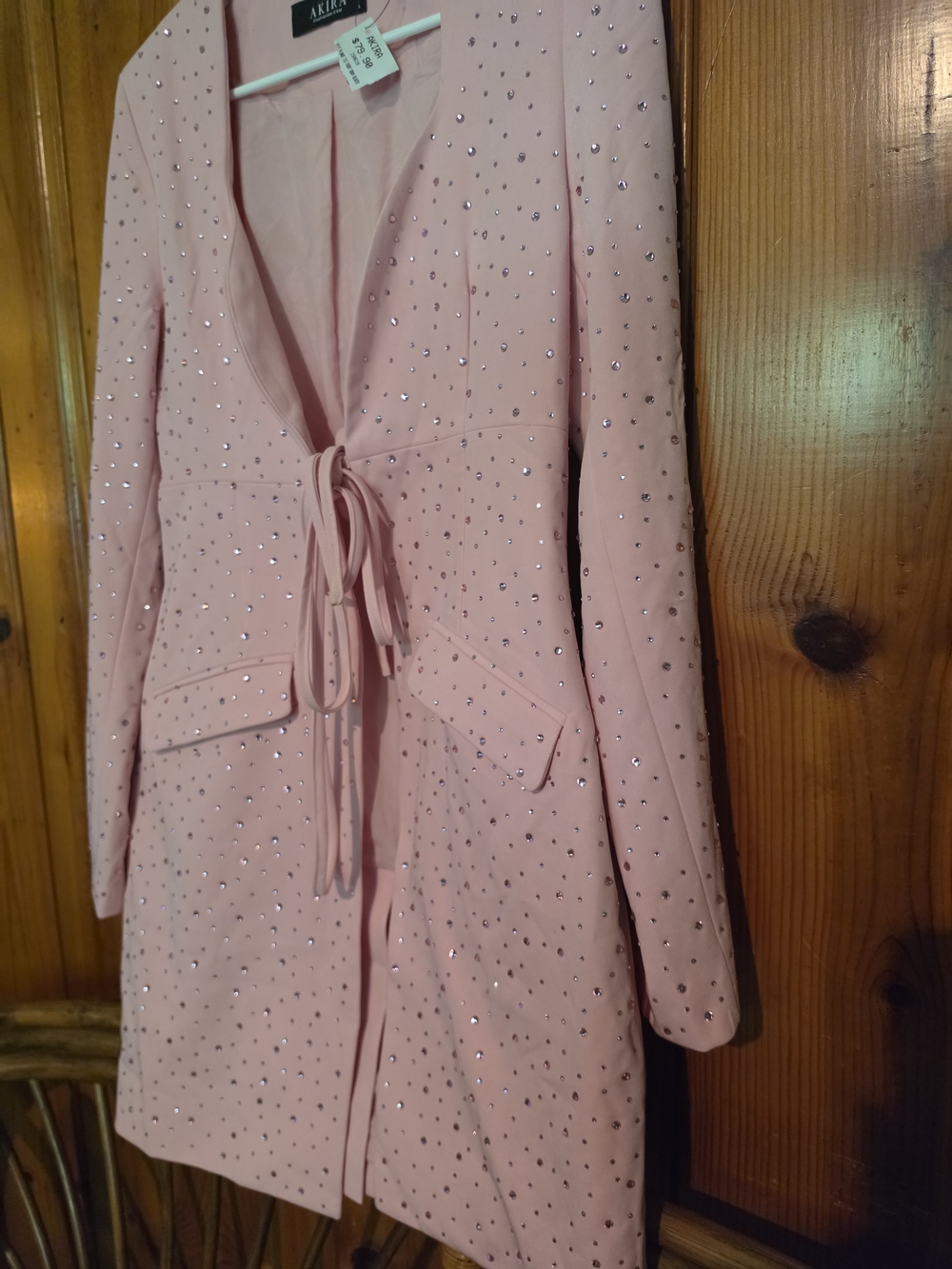Akira Pink Embellished Tie-Waist Coat - Picture 14 of 16